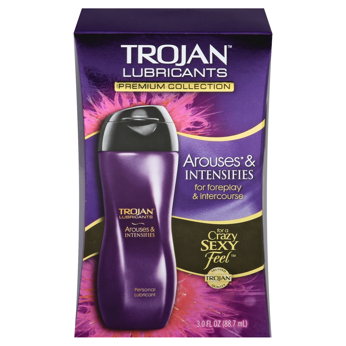 slide 1 of 1, Trojan Lubricants Premium Collection Arouses & Intensifies, 3 fl oz