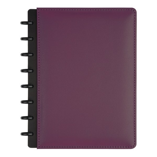 slide 1 of 6, TUL Custom Note-Taking System Discbound Notebook, Junior Size, Leather Cover, Purple, 1 ct