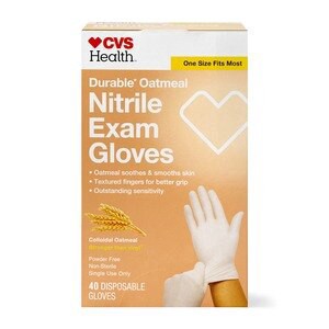 slide 1 of 1, CVS Health Oatmeal Nitrile Exam Gloves, 40 Ct, 1 ct