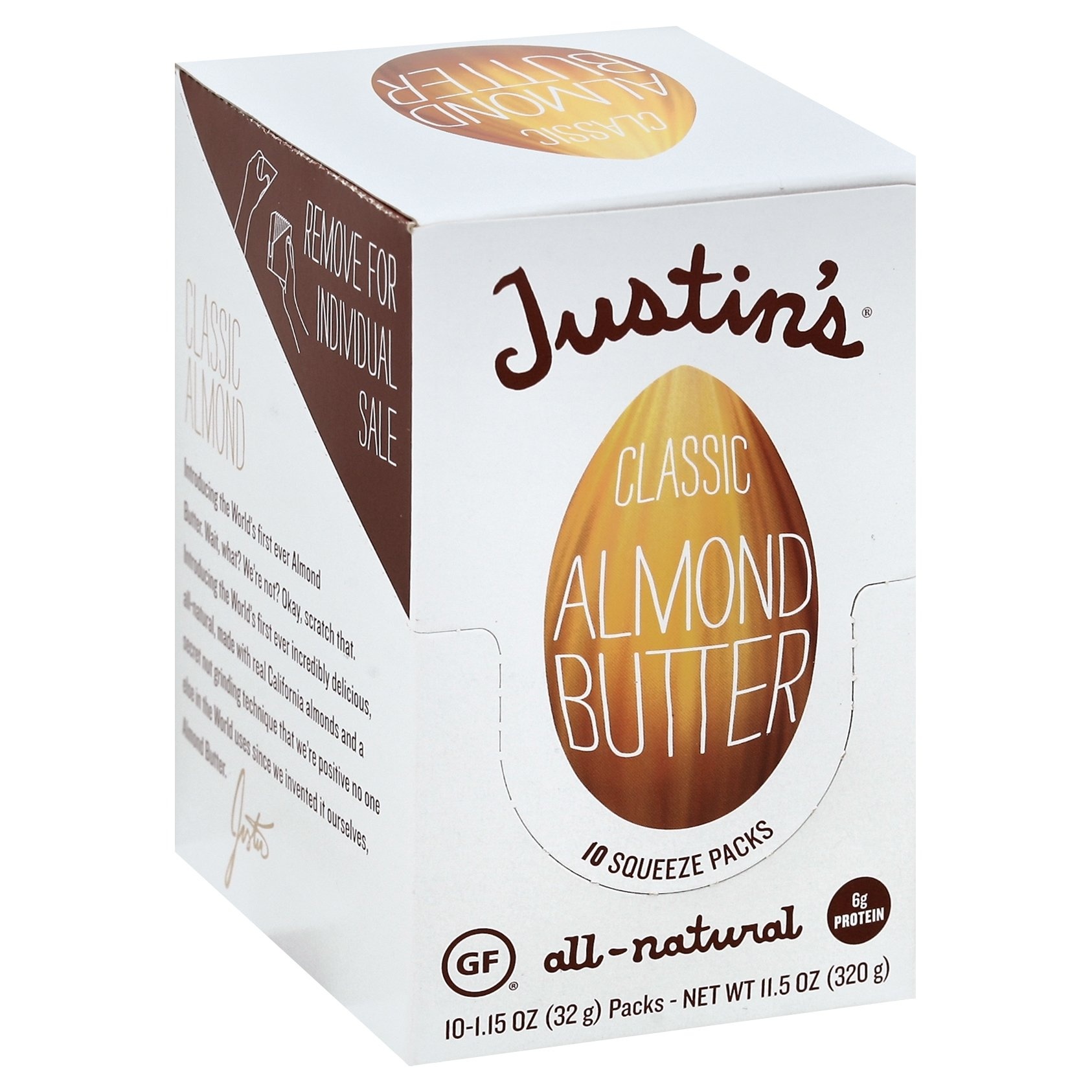 slide 1 of 6, Justin's Classic Almond Butter, 10 ct; 1.15 oz