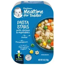 Gerber Mealtime for Toddler, Pasta Stars with Chicken and Vegetables Toddler Food, 6 oz Tray