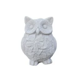 Blue Orange Pottery Rock Owl Statue