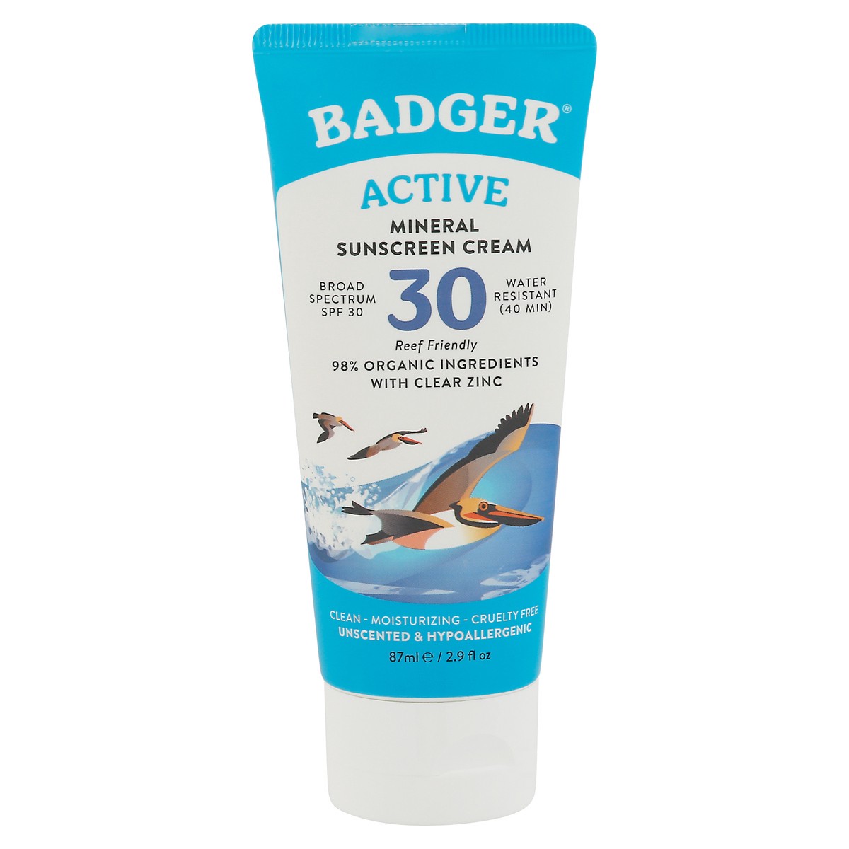 slide 1 of 9, Badger Spf 30 Active Mineral Sunscreen, 2.9 oz