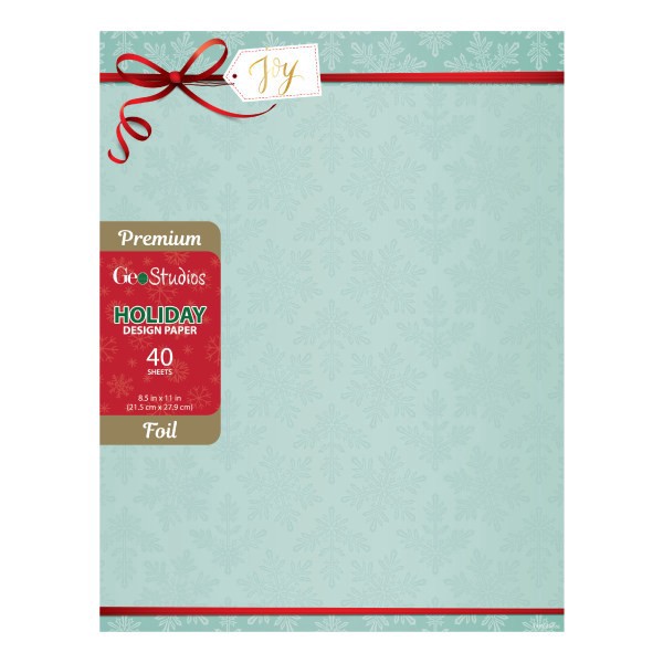 slide 1 of 3, Geo Studios Holiday-Themed Foiled Letterhead Paper, Letter Size, Joy, Pack Of 40 Sheets, 1 ct