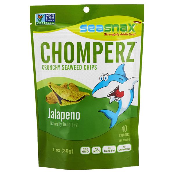 slide 1 of 1, SeaSnax Chomperz Crunchy Seaweed Chips Jalapeno, 1 oz