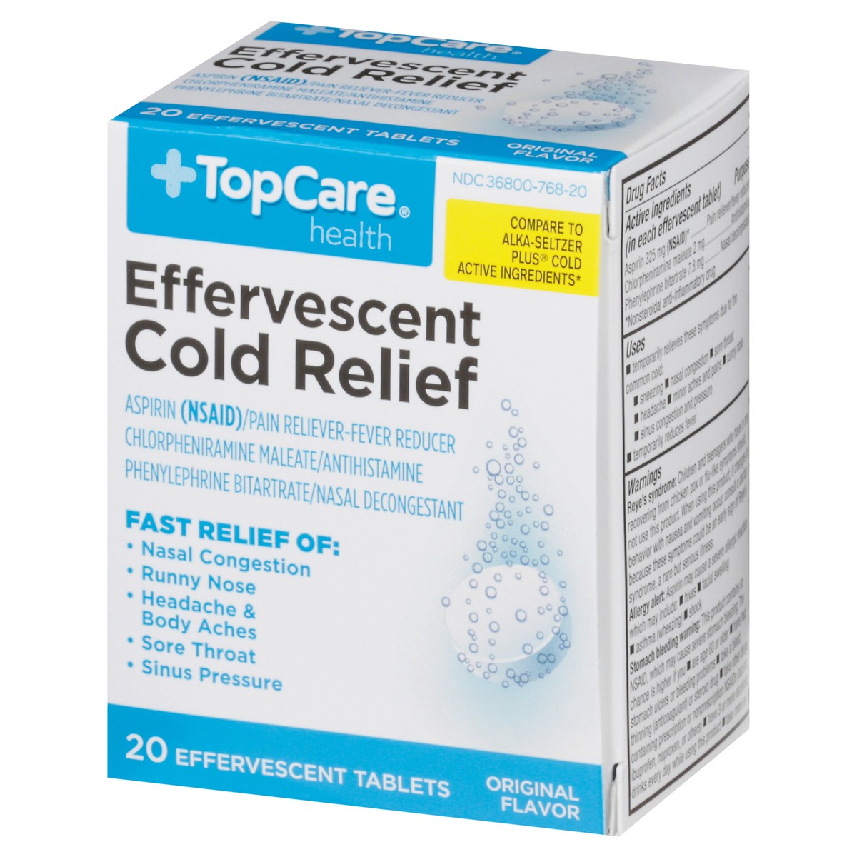 slide 5 of 16, TopCare Effervescent Cold Relief, 20 ct