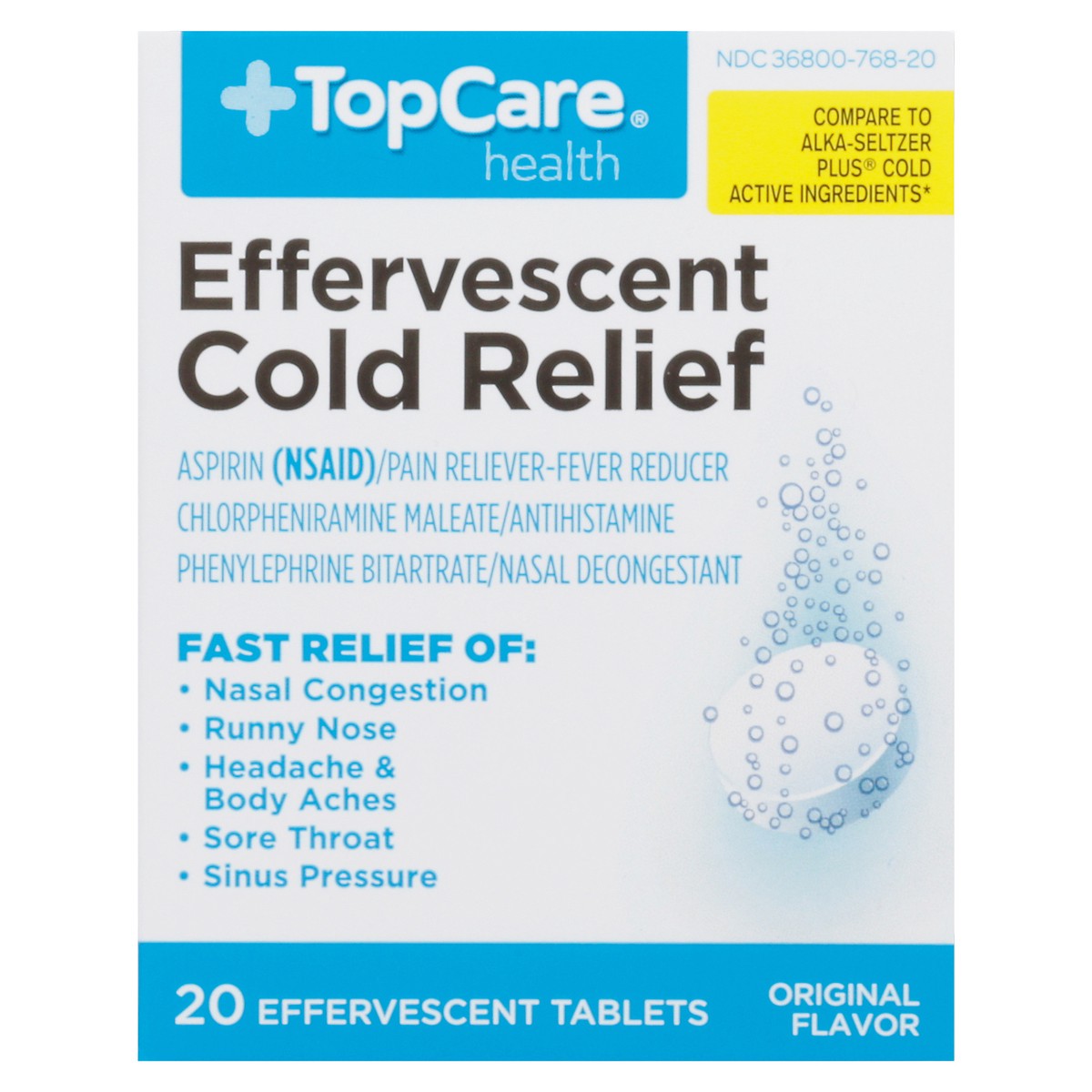 slide 10 of 16, TopCare Effervescent Cold Relief, 20 ct