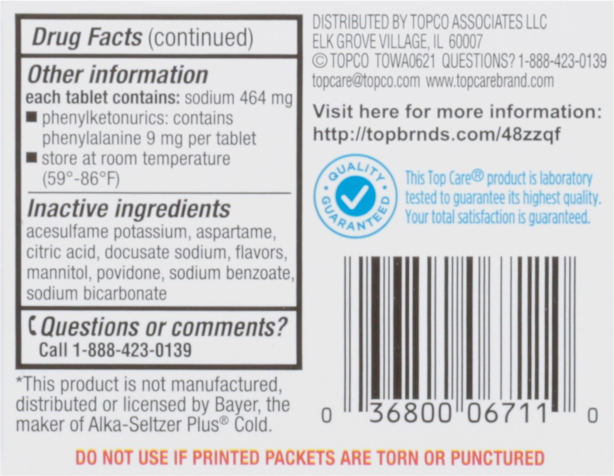 slide 9 of 16, TopCare Effervescent Cold Relief, 20 ct