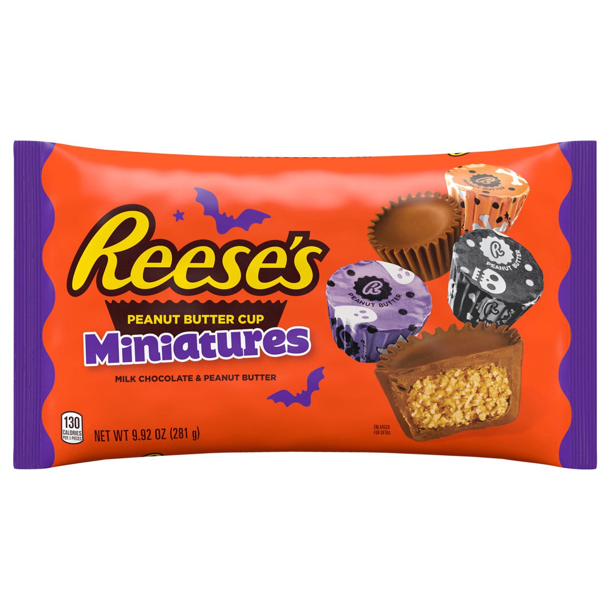 slide 1 of 8, Reese's Miniatures Milk Chocolate Peanut Butter Cups, Halloween Candy Bag, 9.92 oz, 9.92 oz
