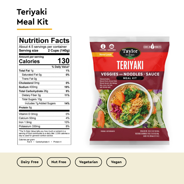 slide 9 of 13, Taylor Farms Veggies and Noodles + Sauce Teriyaki Meal Kit 23 oz, 23 oz