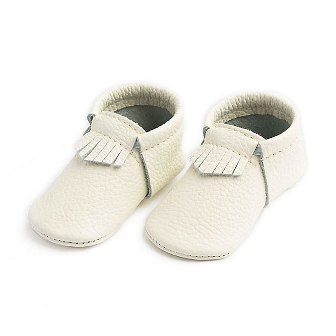 slide 1 of 3, Freshly Picked Newborn The First Pair Moccasin - Blanc, 1 ct