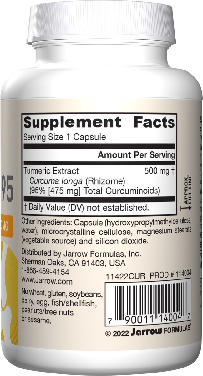 slide 4 of 4, Jarrow Formulas Curcumin 95 500 mg - Dietary Supplement - 60 Veggie Capsules - Turmeric Extract Provides Antioxidant Support - Up to 60 Servings, 60 ct