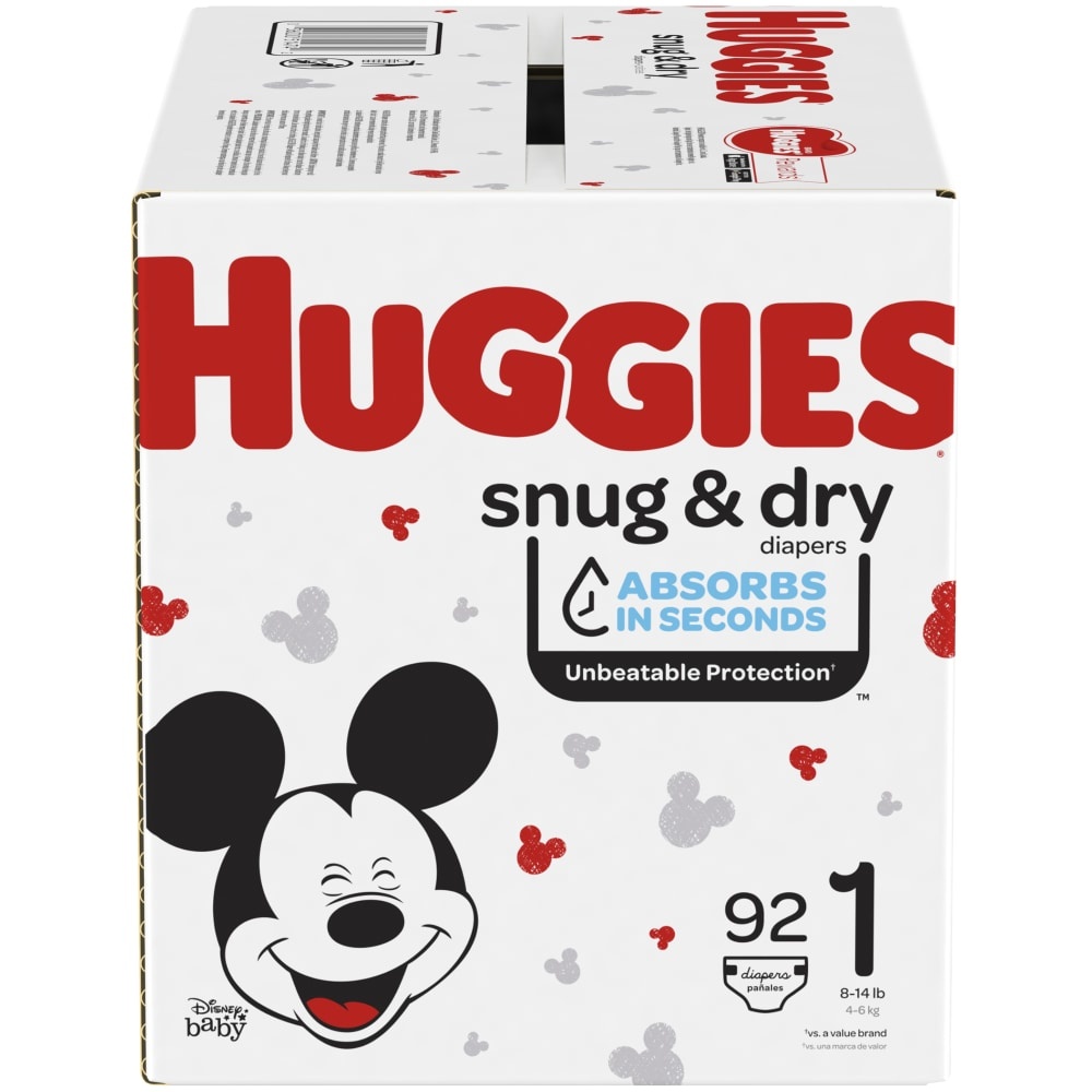 slide 1 of 1, Huggies Snug Dry Diapers Size 1, 92 ct