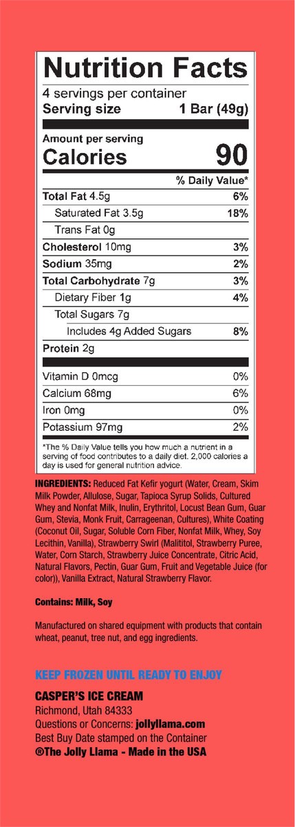 slide 6 of 11, Jolly Llama Half-Dipped Strawberry N Cream Yogurt Bars 4 Ea, 4 ct
