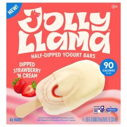 Jolly Llama Half-Dipped Strawberry 'N Cream Yogurt Bars - 4 ct
