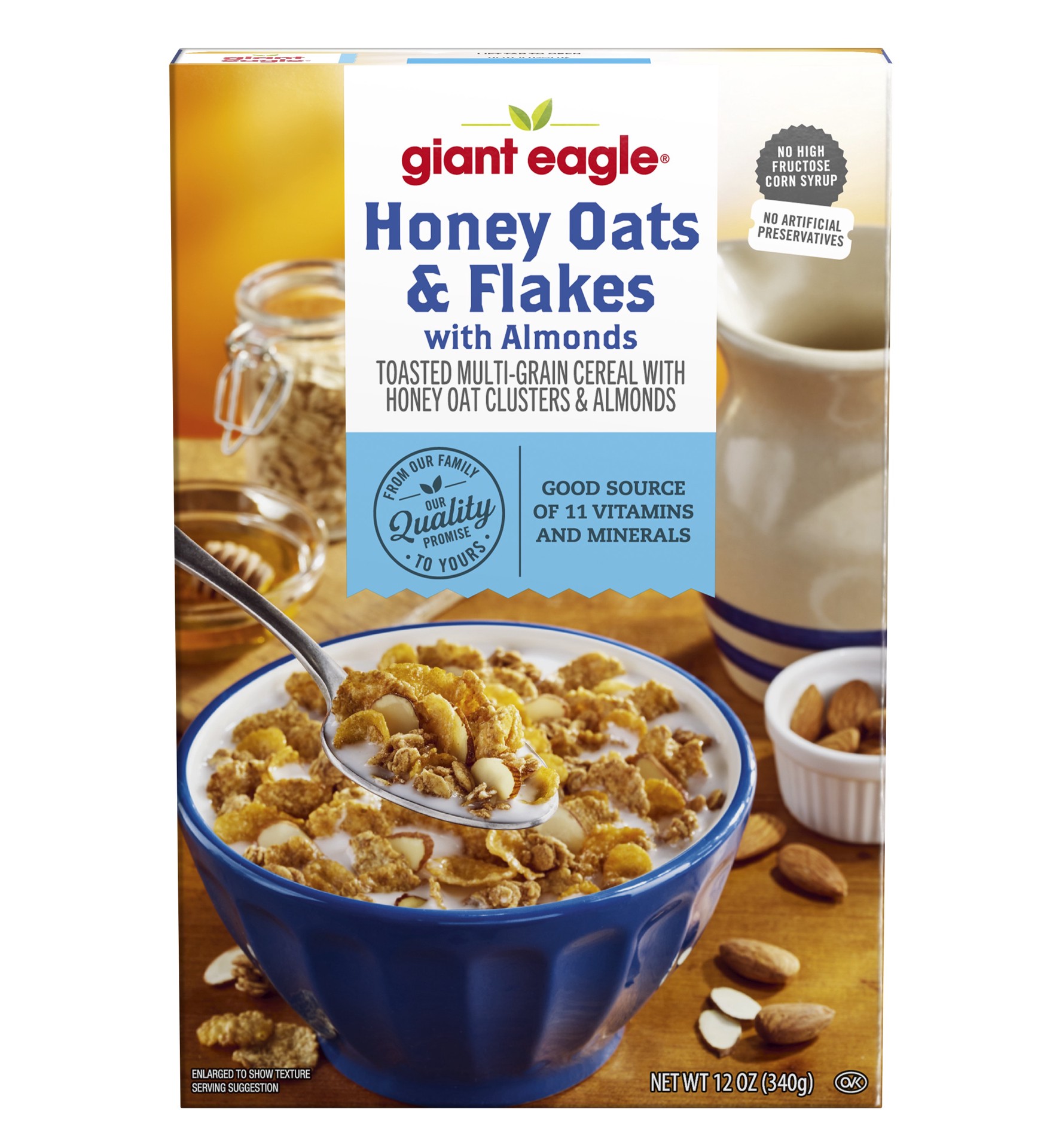slide 1 of 1, Ge Honey Oats Flakes W Almds, 12 oz