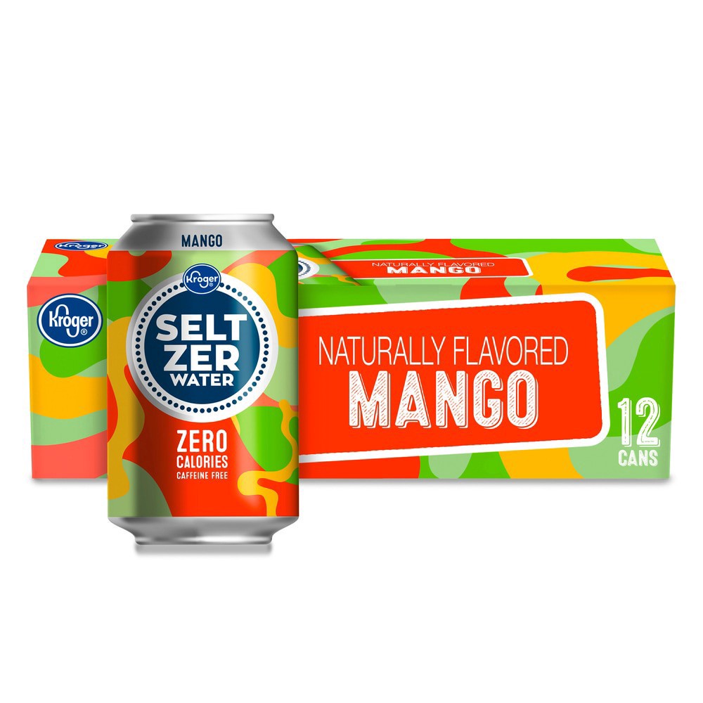 slide 1 of 4, Kroger Mango Seltzer Water - 12 ct; 12 fl oz, 12 ct; 12 fl oz