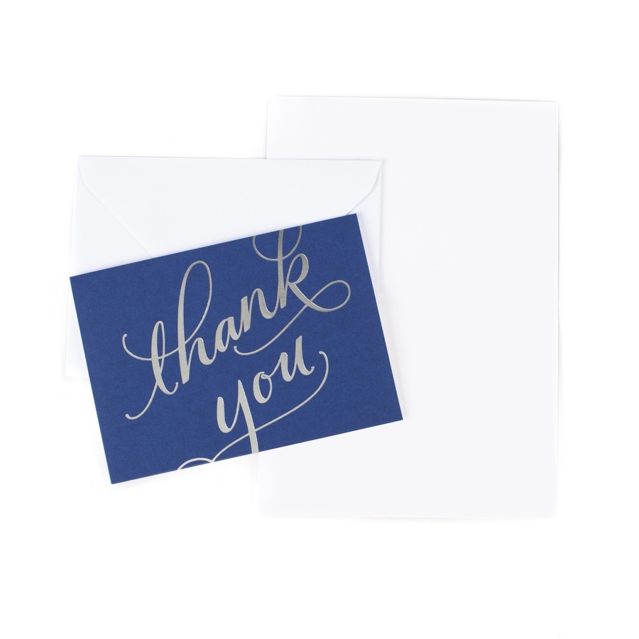 slide 1 of 1, Hallmark Thank You Notes (Silver Foil Script, 40 Cards And Envelopes), 1 ct