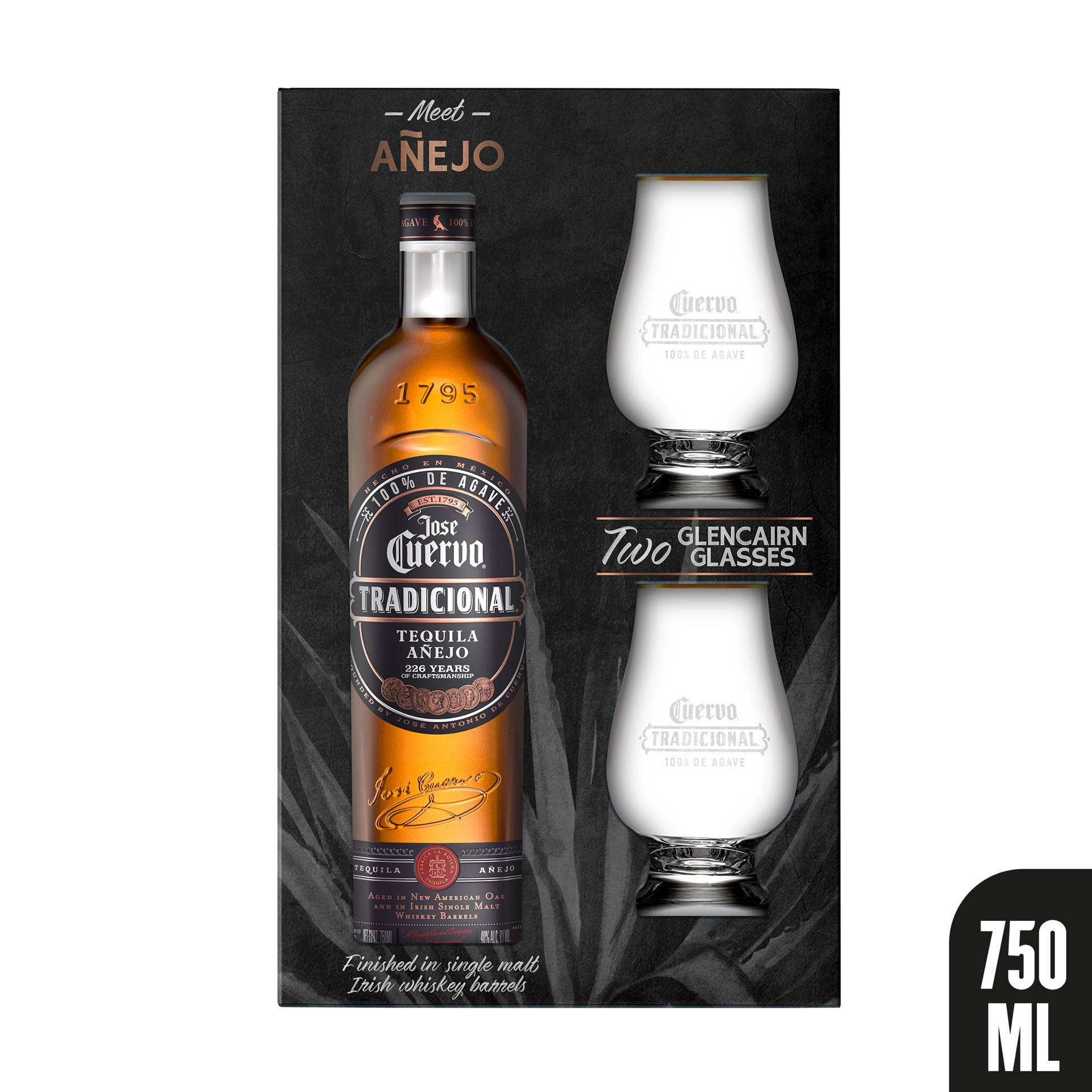 slide 2 of 9, Jose Cuervo Tradicional Añejo Tequila with Two Tasting Glasses 80 Proof (750 ml), 750 ml