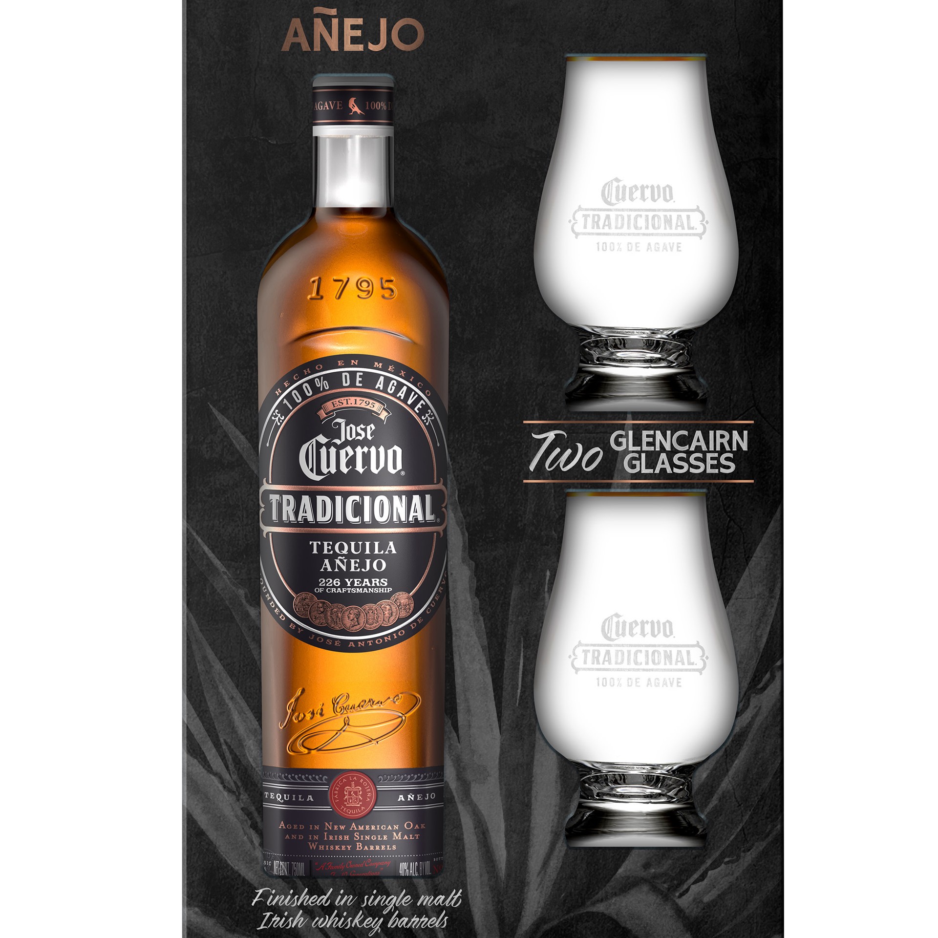 slide 6 of 9, Jose Cuervo Tradicional Añejo Tequila with Two Tasting Glasses 80 Proof (750 ml), 750 ml