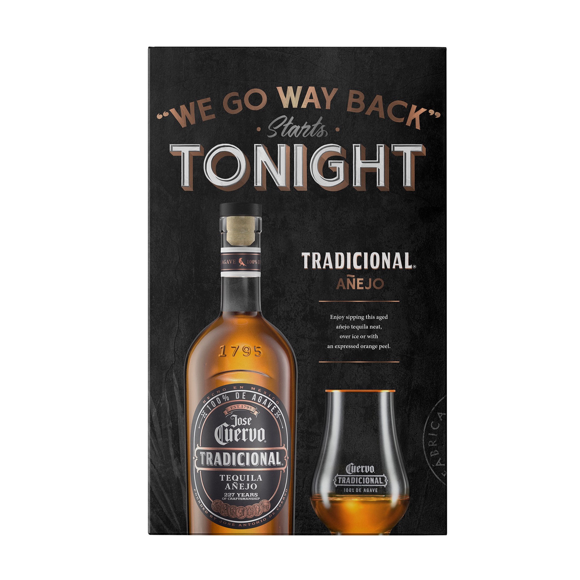 slide 7 of 9, Jose Cuervo Tradicional Añejo Tequila with Two Tasting Glasses 80 Proof (750 ml), 750 ml