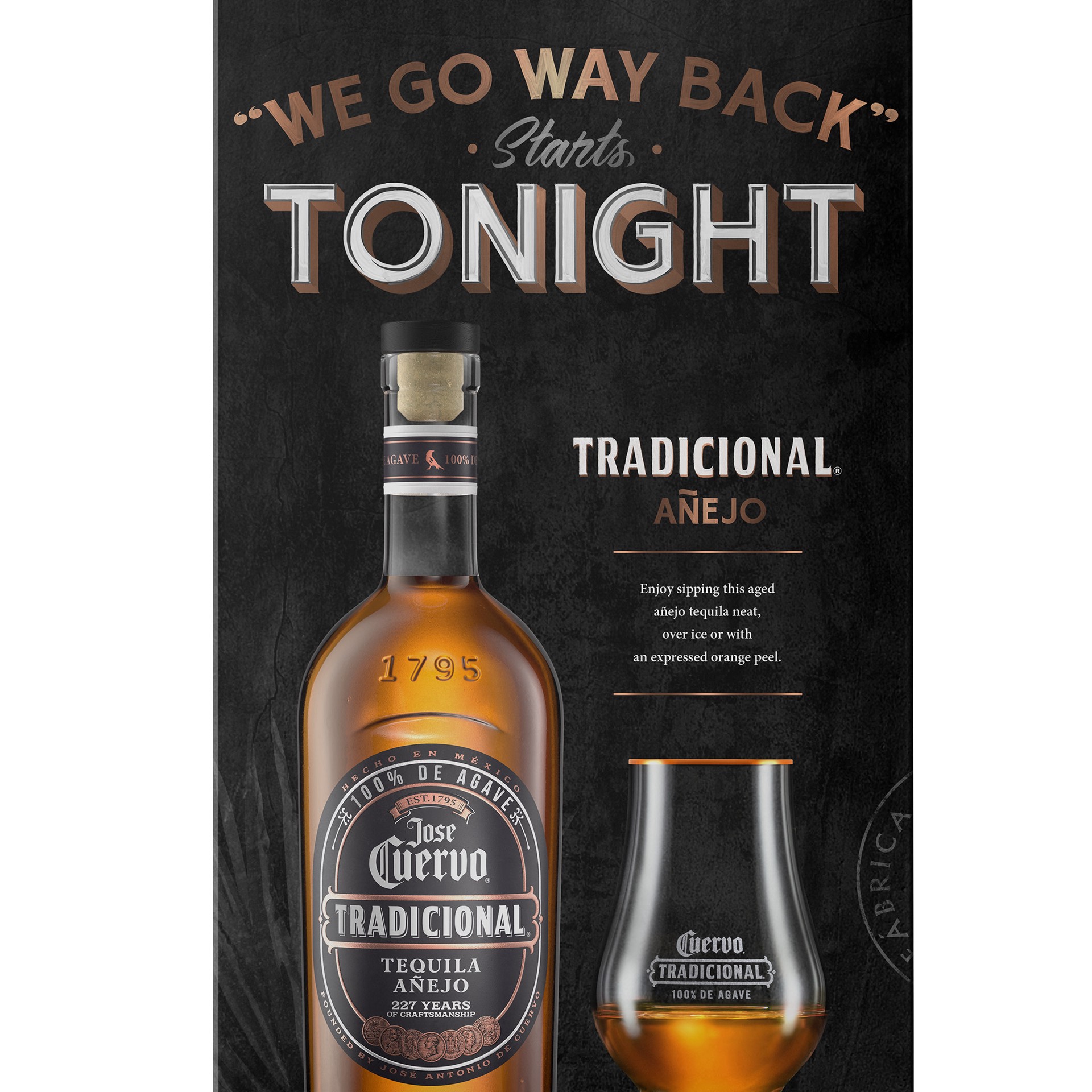 slide 8 of 9, Jose Cuervo Tradicional Añejo Tequila with Two Tasting Glasses 80 Proof (750 ml), 750 ml
