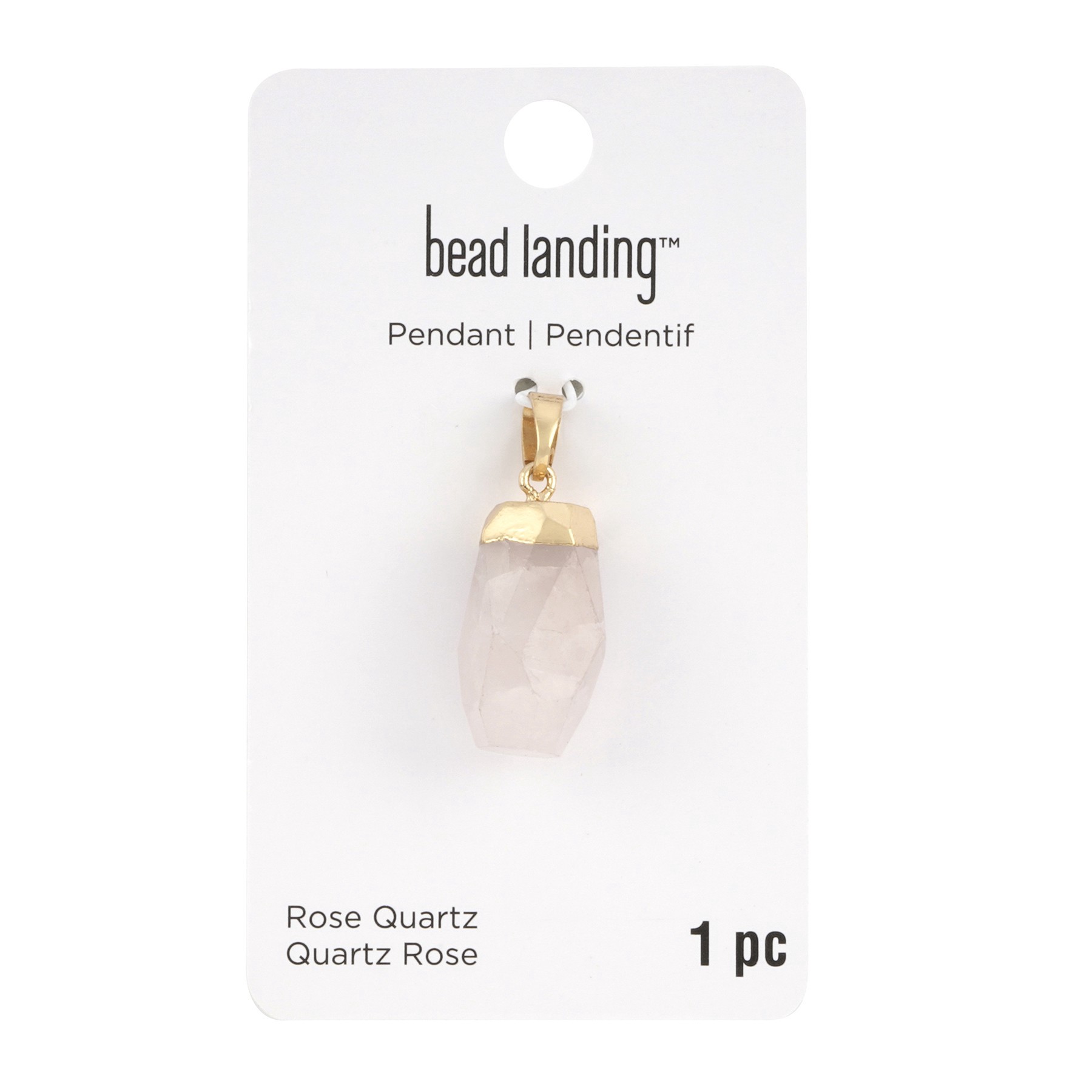 slide 2 of 3, Rose Quartz Irregular Pendant By Bead Landing, 24mm x 13mm