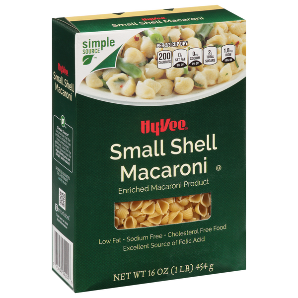 slide 1 of 8, Hy-vee Enriched Macaroni Product, Small Shell Macaroni, 16 oz