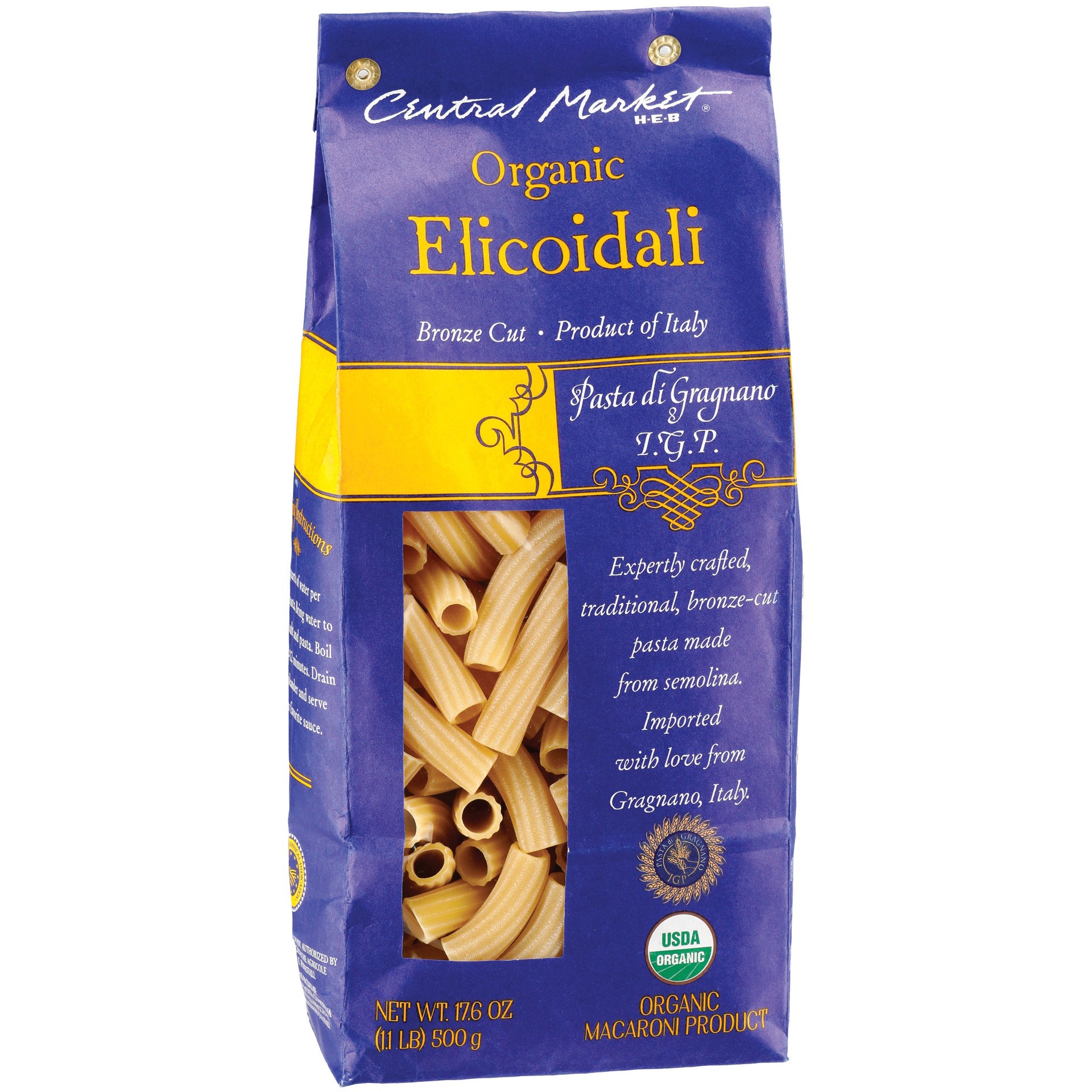 slide 1 of 1, Central Market Organic Elicoidali Bronze Cut Pasta, 17.6 oz