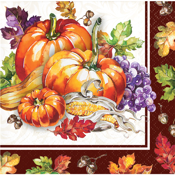 slide 1 of 1, Creative Converting Thanksgiving Cornucopia Beverage Napkin, 16 ct