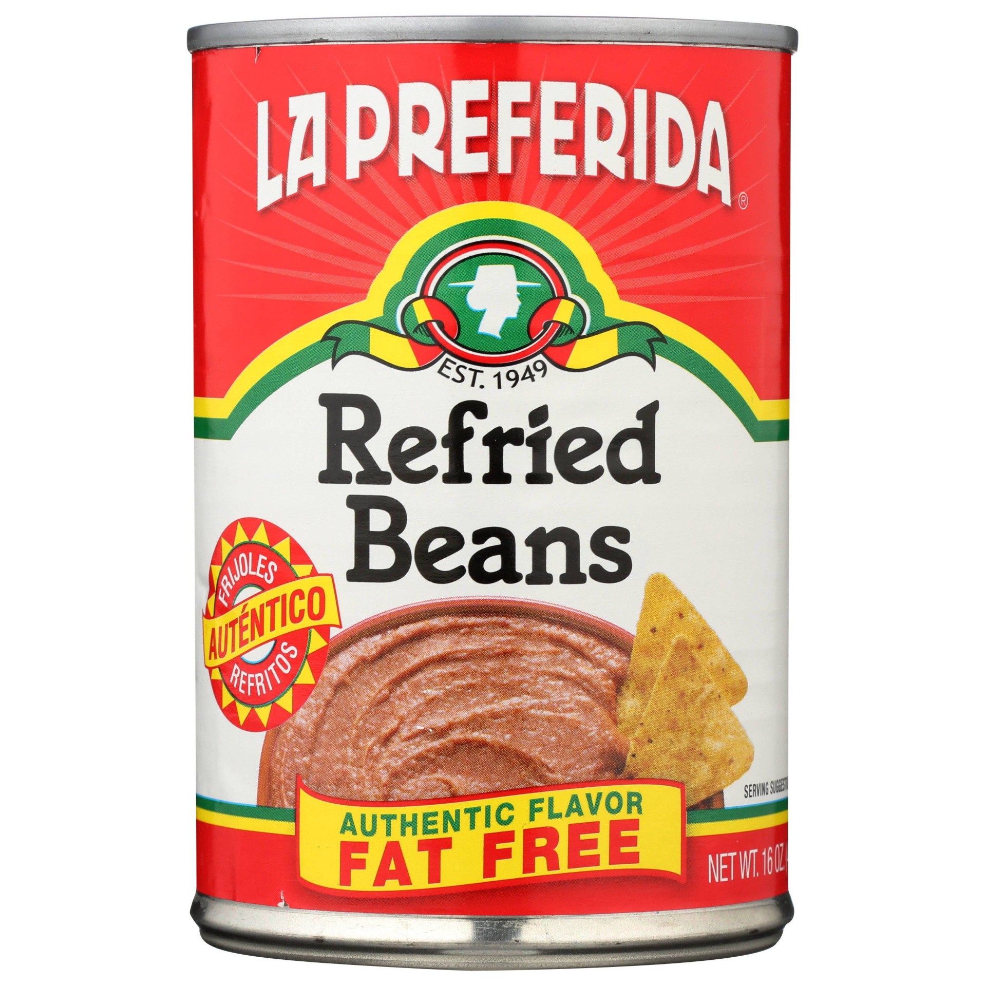 slide 1 of 4, La Preferida Fat-Free Refried Beans, 16 oz