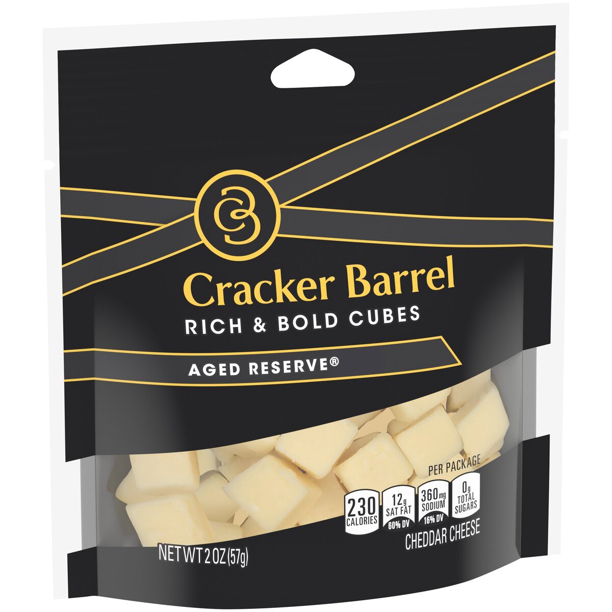 slide 5 of 8, Cracker Barrel Rich & Bold Aged Reserve White Cheddar Cheese Cubes, 2 oz Bag, 2 oz