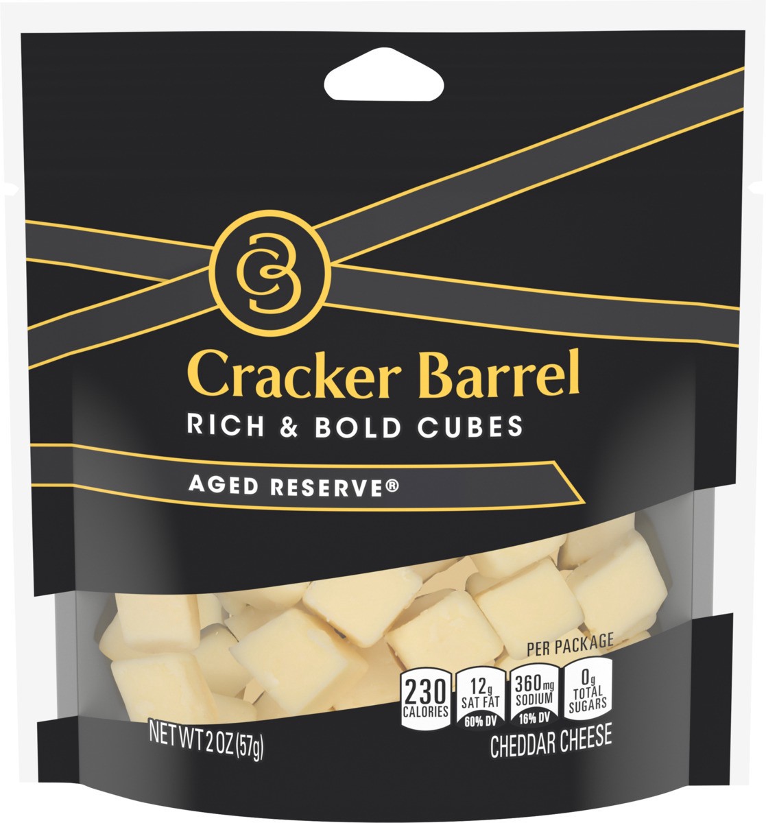 slide 8 of 8, Cracker Barrel Rich & Bold Aged Reserve White Cheddar Cheese Cubes, 2 oz Bag, 2 oz