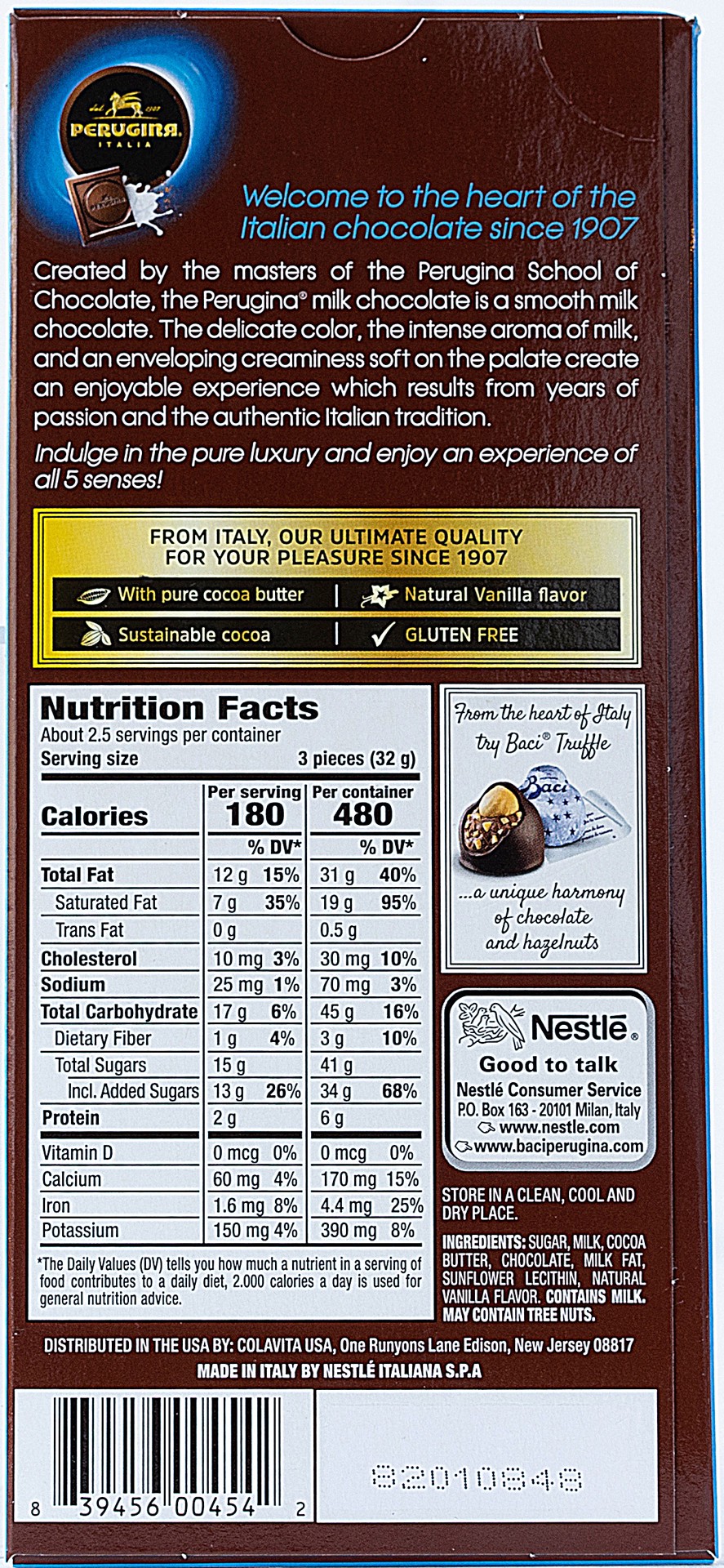 slide 3 of 5, Perugina Milk Chocolate Bar, 3 oz