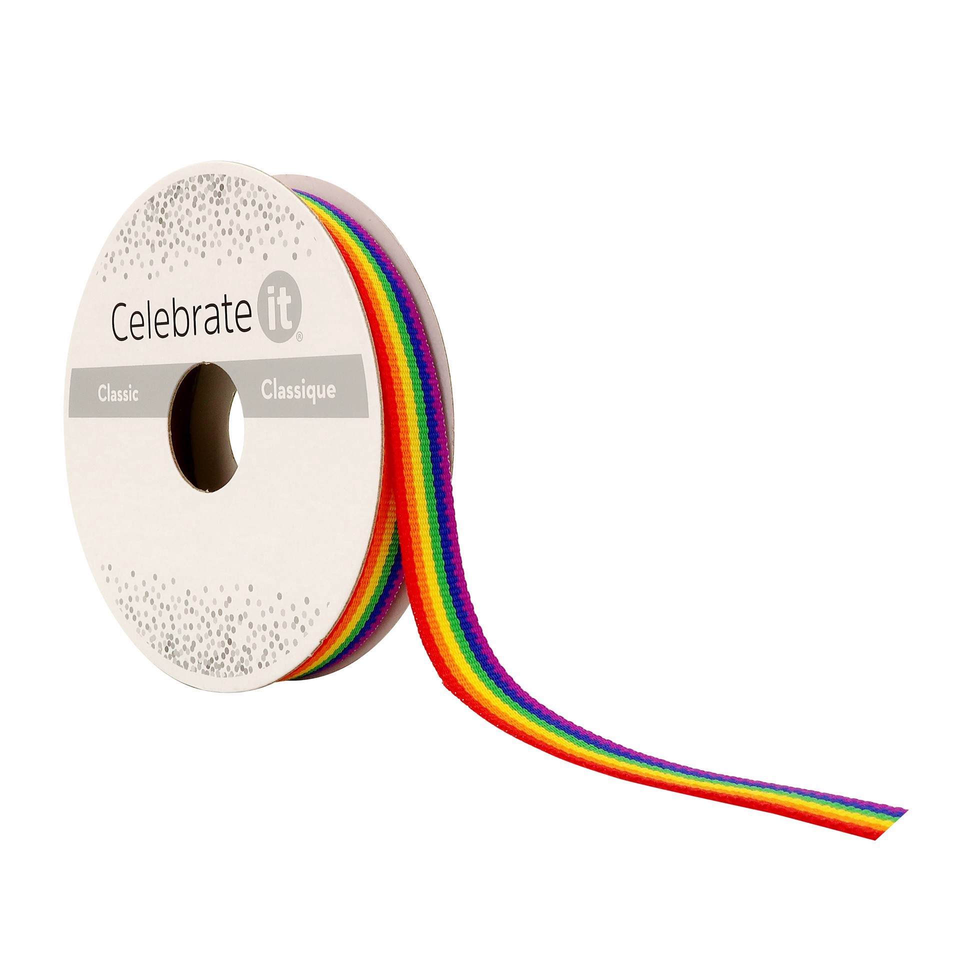slide 4 of 4, 3/8" X 7yd. Grosgrain Rainbow Ribbon By Celebrate It, 3/8 in x 7 yd