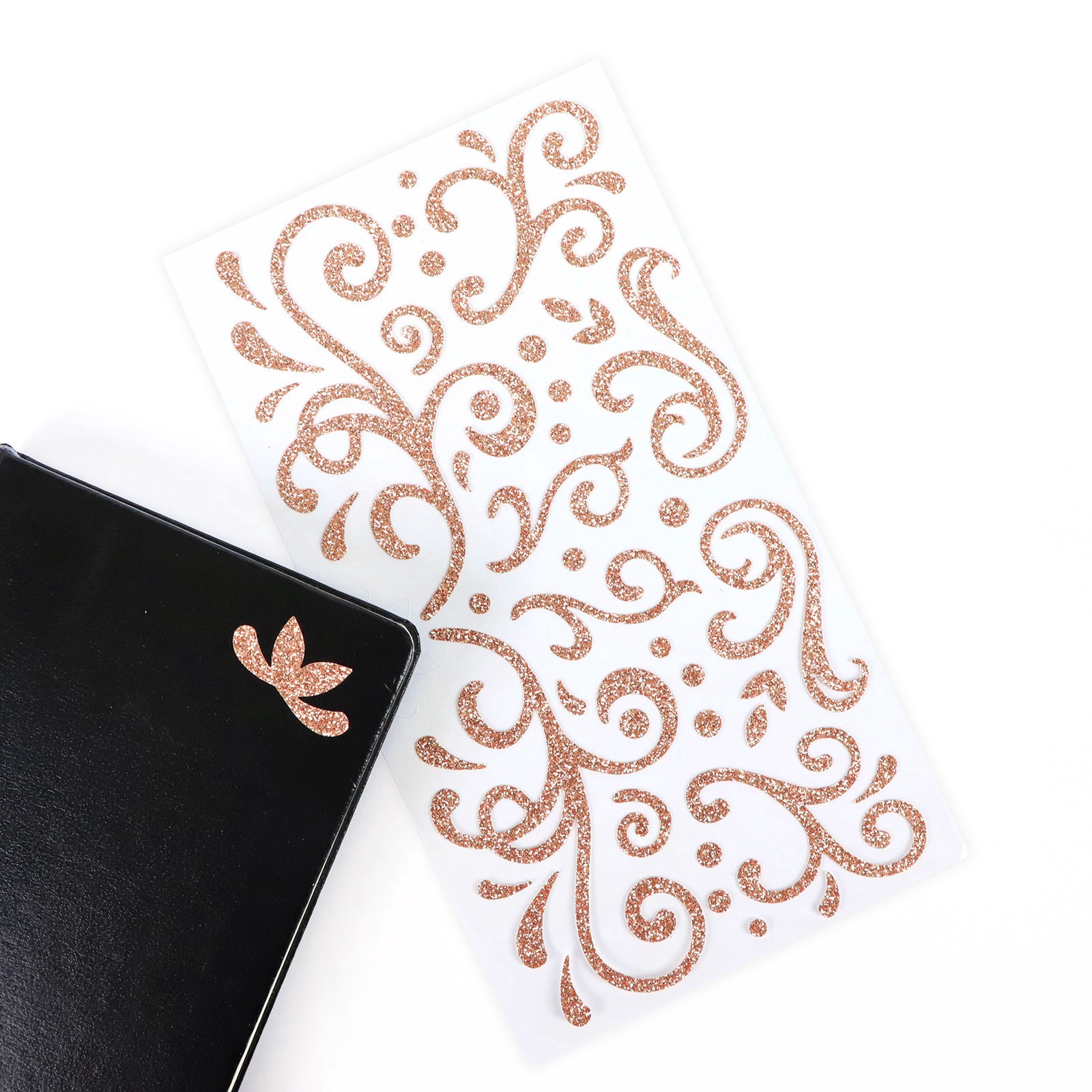 slide 5 of 5, Rose Gold Glitter Swirl Stickers By Recollections, 4 in x 8.5 in