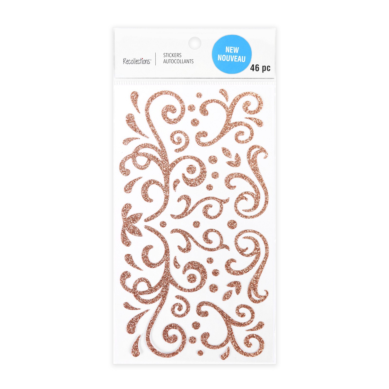 slide 4 of 5, Rose Gold Glitter Swirl Stickers By Recollections, 4 in x 8.5 in