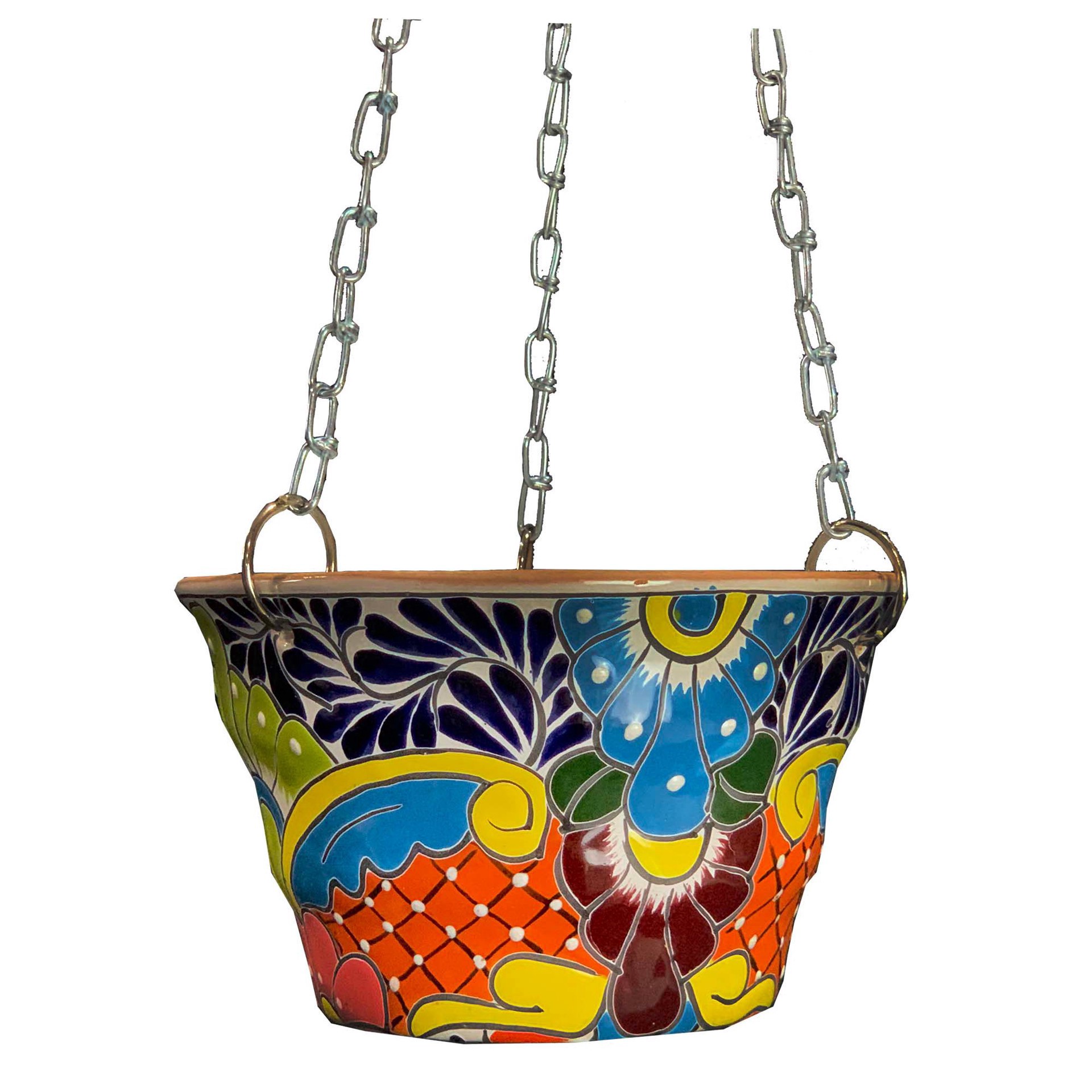 slide 1 of 1, Blue Orange Pottery Talavera Hanging Planter, 1 ct