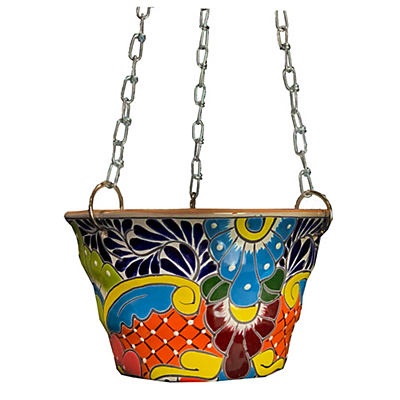 slide 1 of 1, Blue Orange Pottery Talavera Hanging Planter, 1 ct