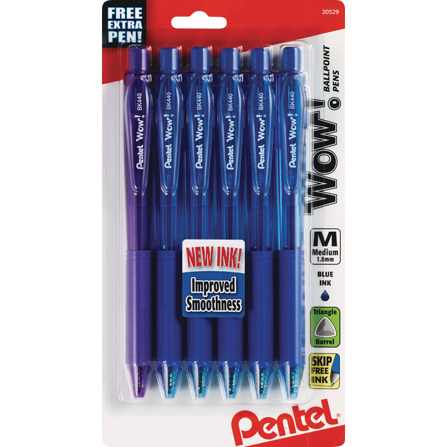 slide 1 of 1, Pentel Wow! Retractable Ball Point Pen, 6 ct