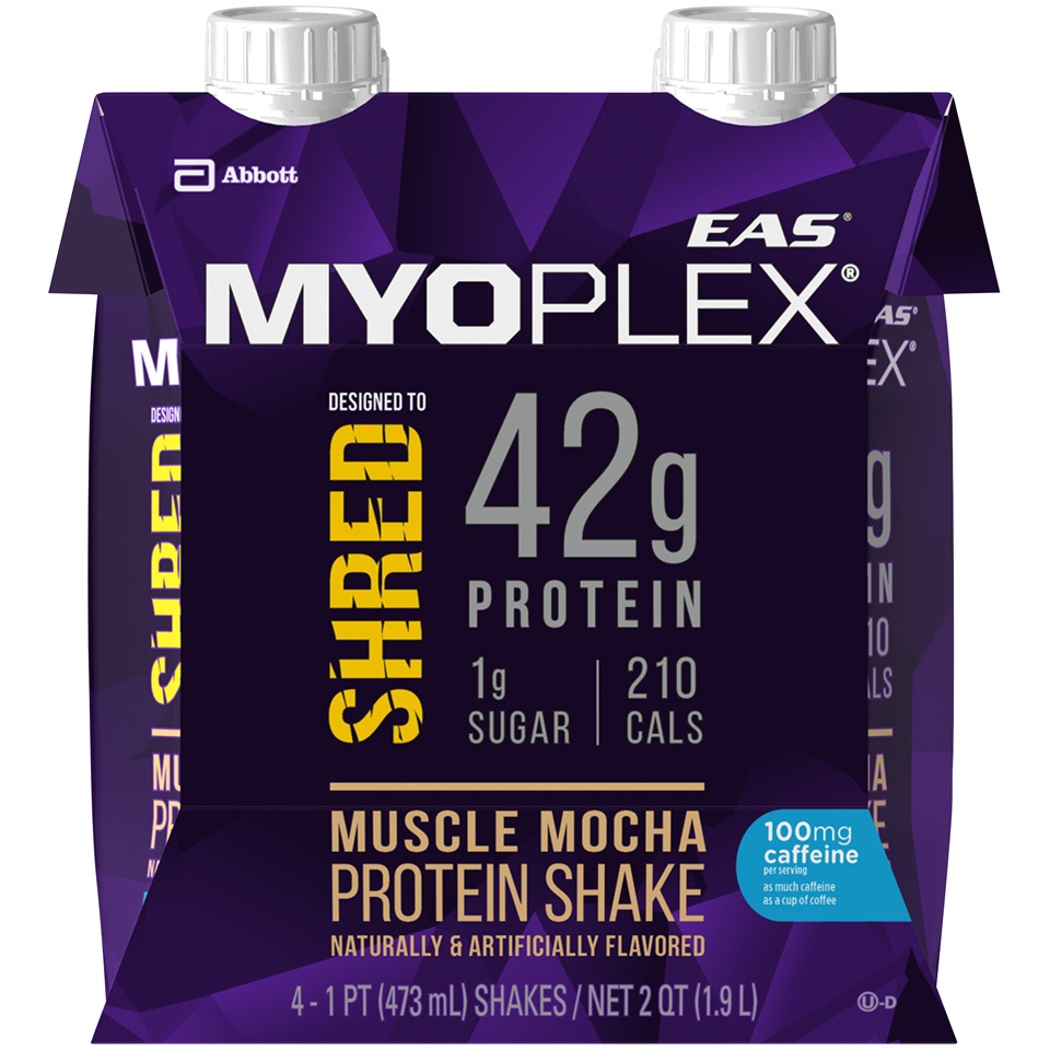 slide 1 of 3, EAS Myoplex Shred Nutritional Shake - Muscle Mocha Bottles, 4 ct; 16 fl oz