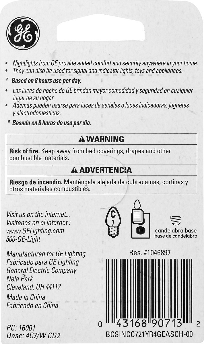 slide 10 of 11, GE Nightlight White 4 Watts Light Bulbs 2 ea, 2 ct