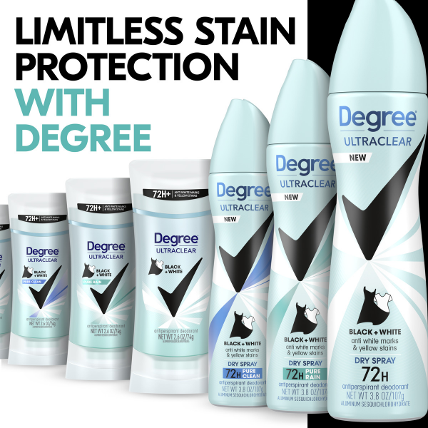 slide 9 of 16, Degree Men Antiperspirant Dry Spray Black & White Pure Fresh, 3.8 oz