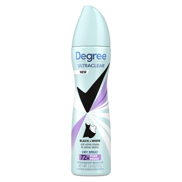 slide 8 of 16, Degree Men Antiperspirant Dry Spray Black & White Pure Fresh, 3.8 oz