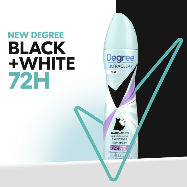 slide 2 of 16, Degree Men Antiperspirant Dry Spray Black & White Pure Fresh, 3.8 oz