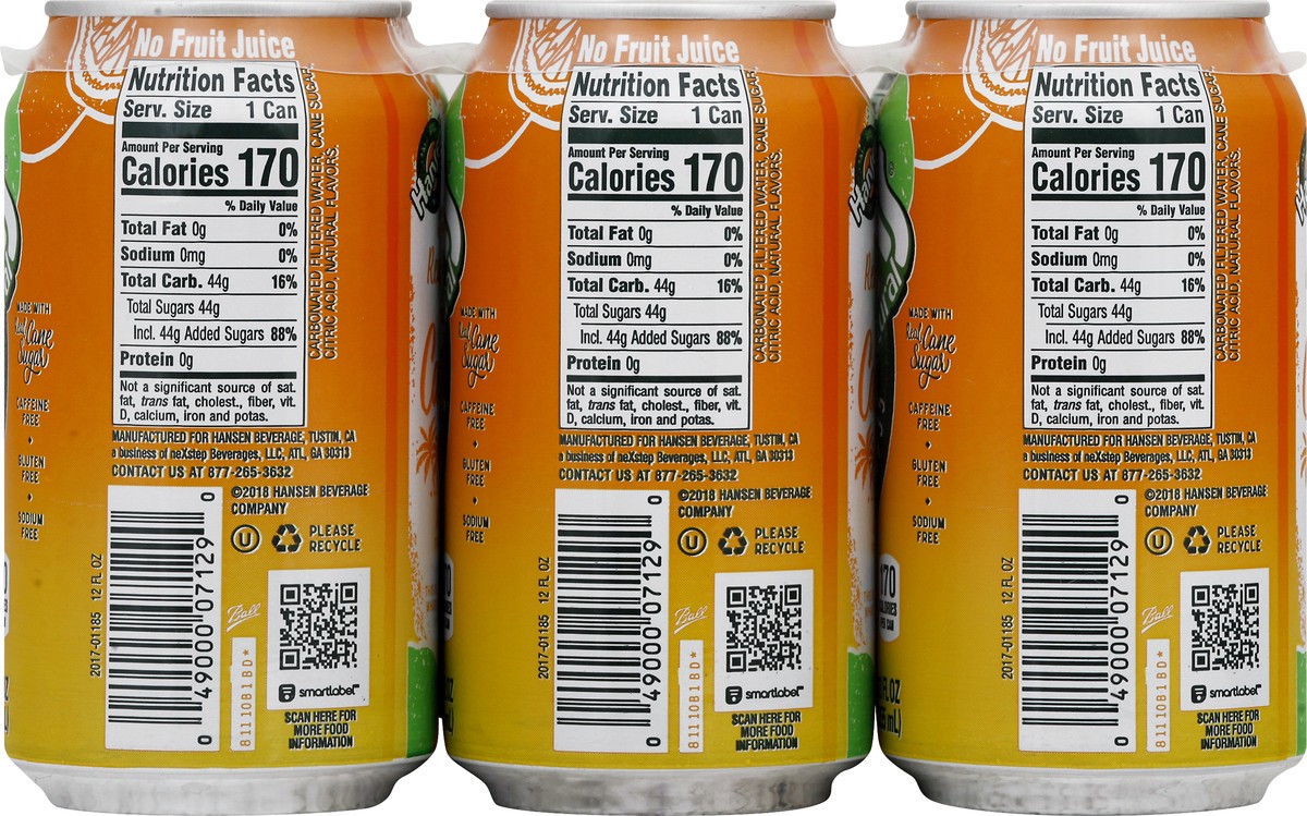 slide 3 of 13, Hansen's Cane Mandarin Lime Soda - 6 ct, 72 oz