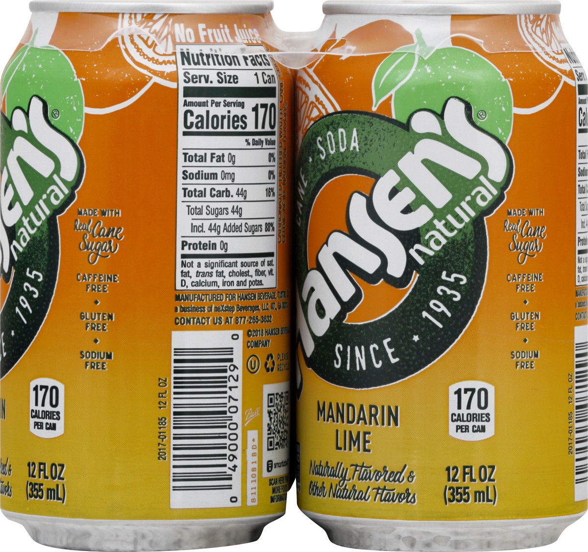 slide 12 of 13, Hansen's Cane Mandarin Lime Soda - 6 ct, 72 oz