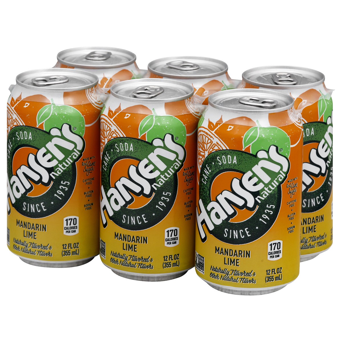 slide 2 of 13, Hansen's Cane Mandarin Lime Soda - 6 ct, 72 oz