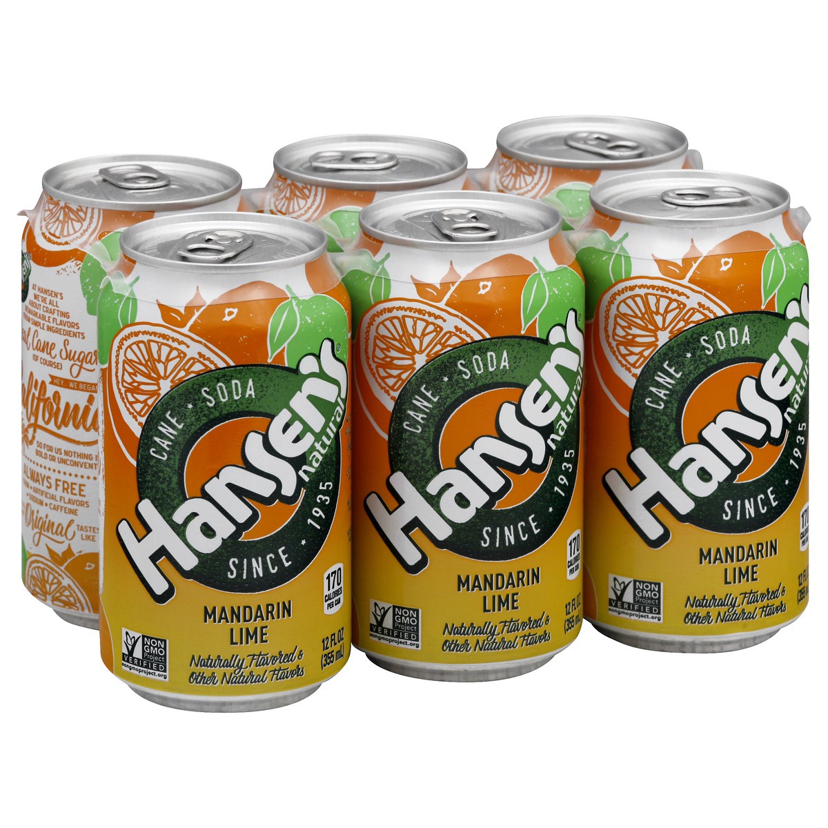 slide 8 of 13, Hansen's Cane Mandarin Lime Soda - 6 ct, 72 oz