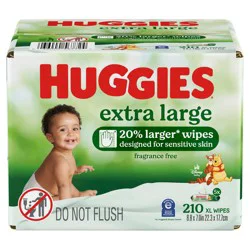 Huggies Extra Large Baby Wipes, Unscented, 5 Flip-Top Packs (210 Wipes Total)